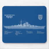 Tapis De Souris Bismarck - Plan directeur du navire de bataille AB (Devant)