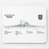 Tapis De Souris Bismarck - Plan du plan de bataille BD (Devant)
