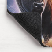 Tapis De Souris Bison et loup dans un orage avec éclair (Coin)