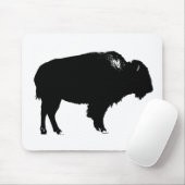 Tapis De Souris Bison noir et blanc Silhouette Pop Art (Avec souris)