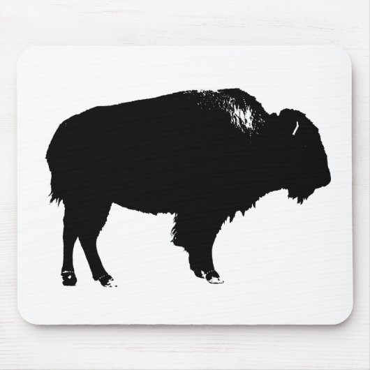 Tapis De Souris Bison noir et blanc Silhouette Pop Art (Devant)