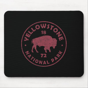 Tapis De Souris Bison Rétro Parc National de Yellowstone 1872 Rand