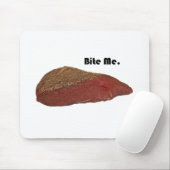 Tapis De Souris Bite Me Funny Steak Beef Pun Joke (Avec souris)