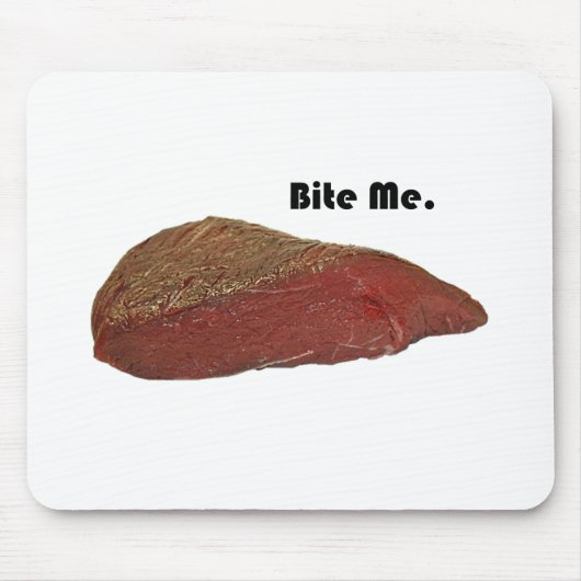Tapis De Souris Bite Me Funny Steak Beef Pun Joke (Devant)