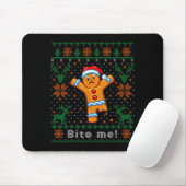 Tapis De Souris Bite Me Gingerbread Man - Funny Ugly Christmas Swe (Avec souris)