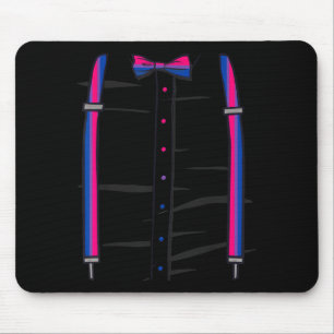 Tapis De Souris Biual Pride Flag nœud papillon et bretelles Lgbtq