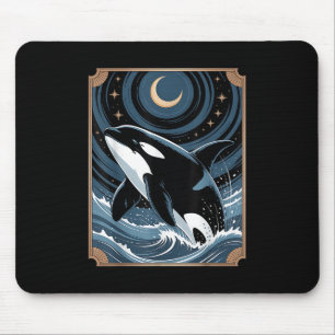 Tapis De Souris Bizarre D'Orca Sur Une Carte Tarot Nig
