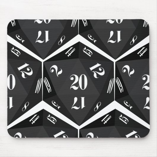 Tapis De Souris Black-20-Sided-Dice-Pattern (Devant)