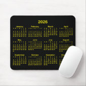 Tapis De Souris Black and Bright Yellow 2026 Calendar (Avec souris)