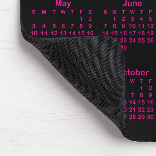 Tapis De Souris Black and Hot Pink 2026 Calendar (Coin)