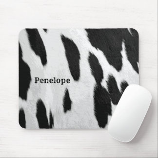 Tapis De Souris Black and White Holstein Cowhol Look with Name