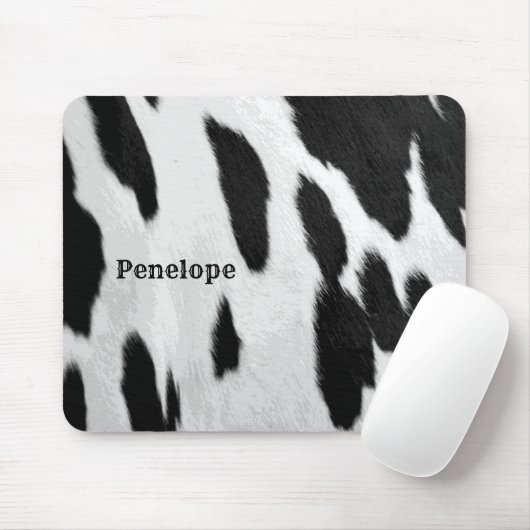Tapis De Souris Black and White Holstein Cowhol Look with Name (Avec souris)