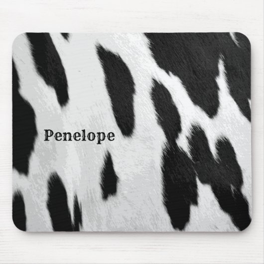 Tapis De Souris Black and White Holstein Cowhol Look with Name (Devant)