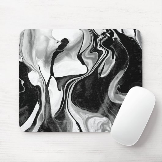 Tapis De Souris Black and White Marbling (Avec souris)