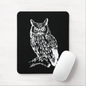 Tapis De Souris Black and White Owl Art (Avec souris)