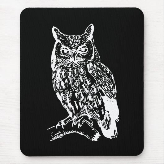 Tapis De Souris Black and White Owl Art (Devant)