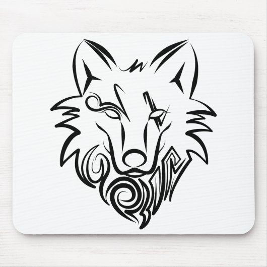 Tapis De Souris Black and White Tribal Wolf (Devant)