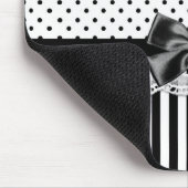 Tapis De Souris Black and White Victorian Stripes with Bow (Coin)