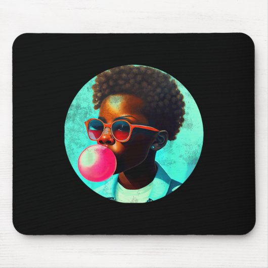 Tapis De Souris Black Boy Joy Bubble Gum Fun African Melanin Princ (Devant)
