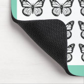 Tapis De Souris Black Butterfly outlines on White (Coin)