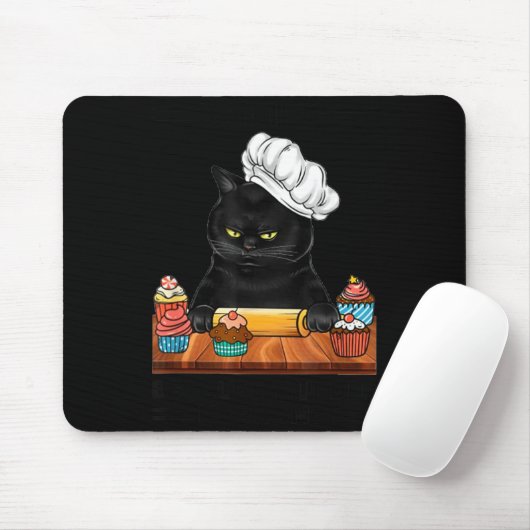 Tapis De Souris Black Cat Baking Because Murder Is Wrong Cat Lover (Avec souris)