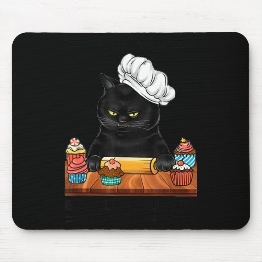 Tapis De Souris Black Cat Baking Because Murder Is Wrong Cat Lover (Devant)