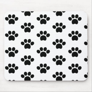 Tapis De Souris Black cat dog paw print cute on white