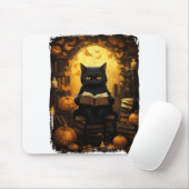 Tapis De Souris Black Cat Lecture Livres Citrouille Automne Enseig (Avec souris)