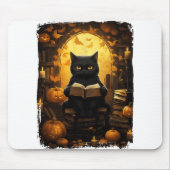 Tapis De Souris Black Cat Lecture Livres Citrouille Automne Enseig (Devant)