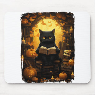 Tapis De Souris Black Cat Lecture Livres Citrouille Automne Enseig