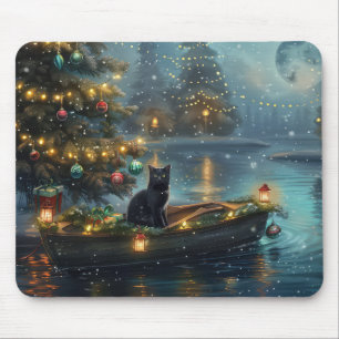 Tapis De Souris Black Cat Noël Festive Voyage