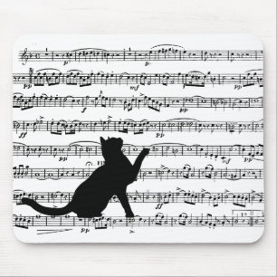 Tapis De Souris black cat on music