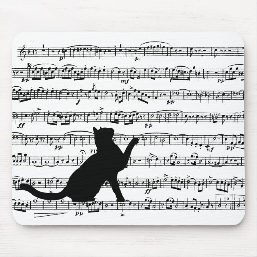 Tapis De Souris black cat on music (Devant)