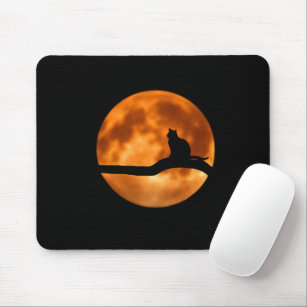 Tapis De Souris Black Cat Orange Moon
