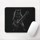 Tapis De Souris Black Cat Playing Electric Guitar Gothic Rocker  (Avec souris)