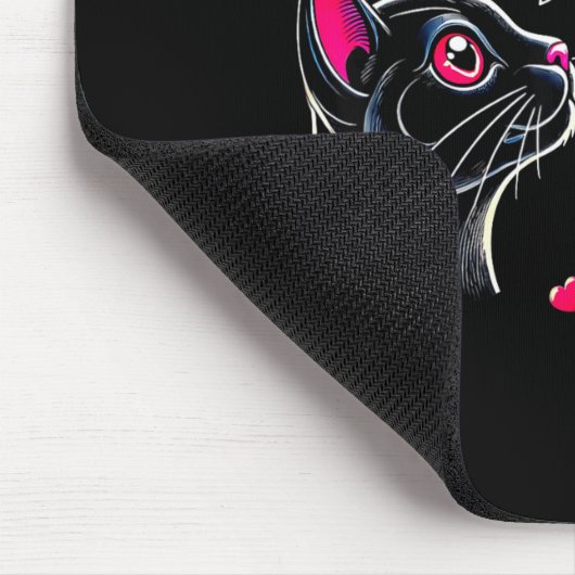 Tapis De Souris Black Cat Skeleton Hand Boop Valentine's Day Pet O (Coin)