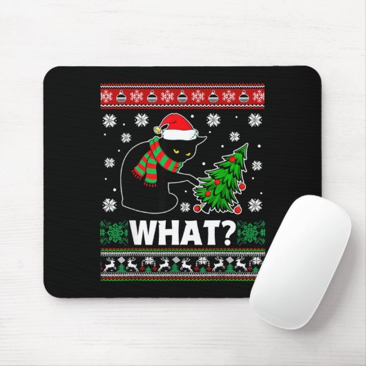 Tapis De Souris Black Cat What Pushing Tree Over Ugly Christmas Sw (Avec souris)
