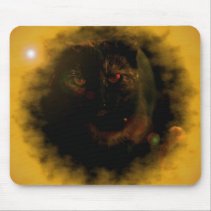 tapis de souris black cat yellow sunburst