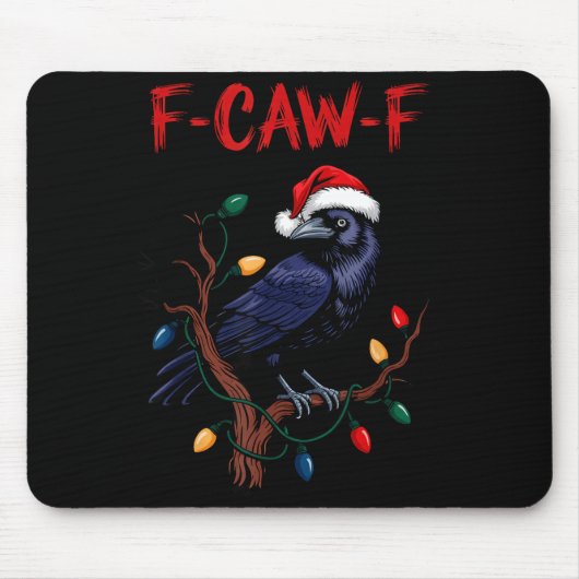 Tapis De Souris Black Crow, F-caw-f Meme Black Bird With Santa Hat (Devant)
