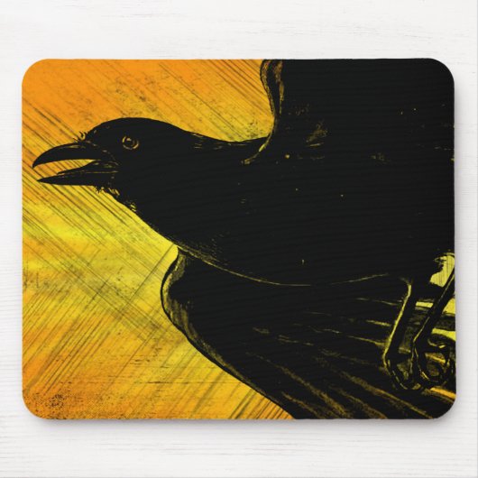 Tapis De Souris Black Crow Grunge Mouse Pad (Devant)