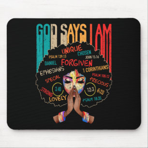 Tapis De Souris Black Girl God Dit Que Je Suis Noir Melanin Histoi