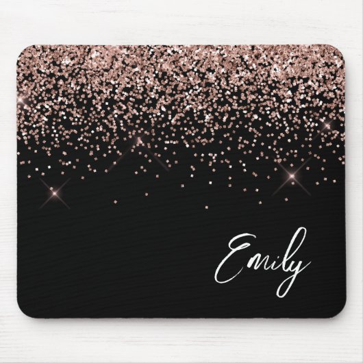 Tapis De Souris Black Girl Rose Gold Blush Parties scintillant ros (Devant)
