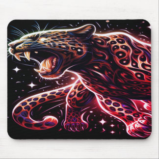 Tapis De Souris Black + Gold Growling Big Cat on Laptop Mousepad