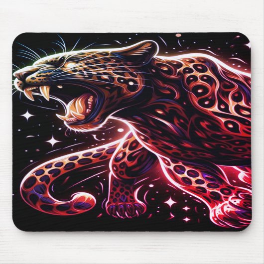 Tapis De Souris Black + Gold Growling Big Cat on Laptop Mousepad (Devant)