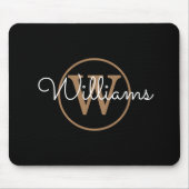 Tapis De Souris Black Gold Monogram Script Name (Devant)