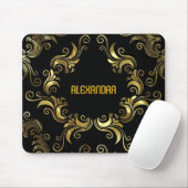 Tapis De Souris Black & Gold - Monogramme personnalisé (Avec souris)