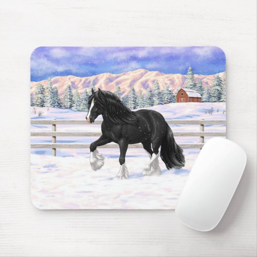 Tapis De Souris Black Gypsy Vanner Irlandais Cob Brouillon Cheval  (Avec souris)