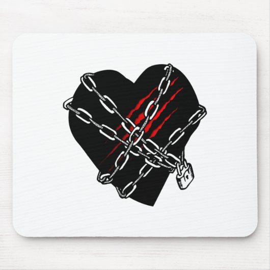 Tapis De Souris Black Heart Red Chains Cool Gothic Valentines Day (Devant)