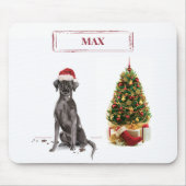Tapis De Souris Black Lab Funny Chien de Noël et arbre (Devant)