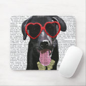 Tapis De Souris Black Labrador Avec Lunettes de soleil Coeur (Avec souris)